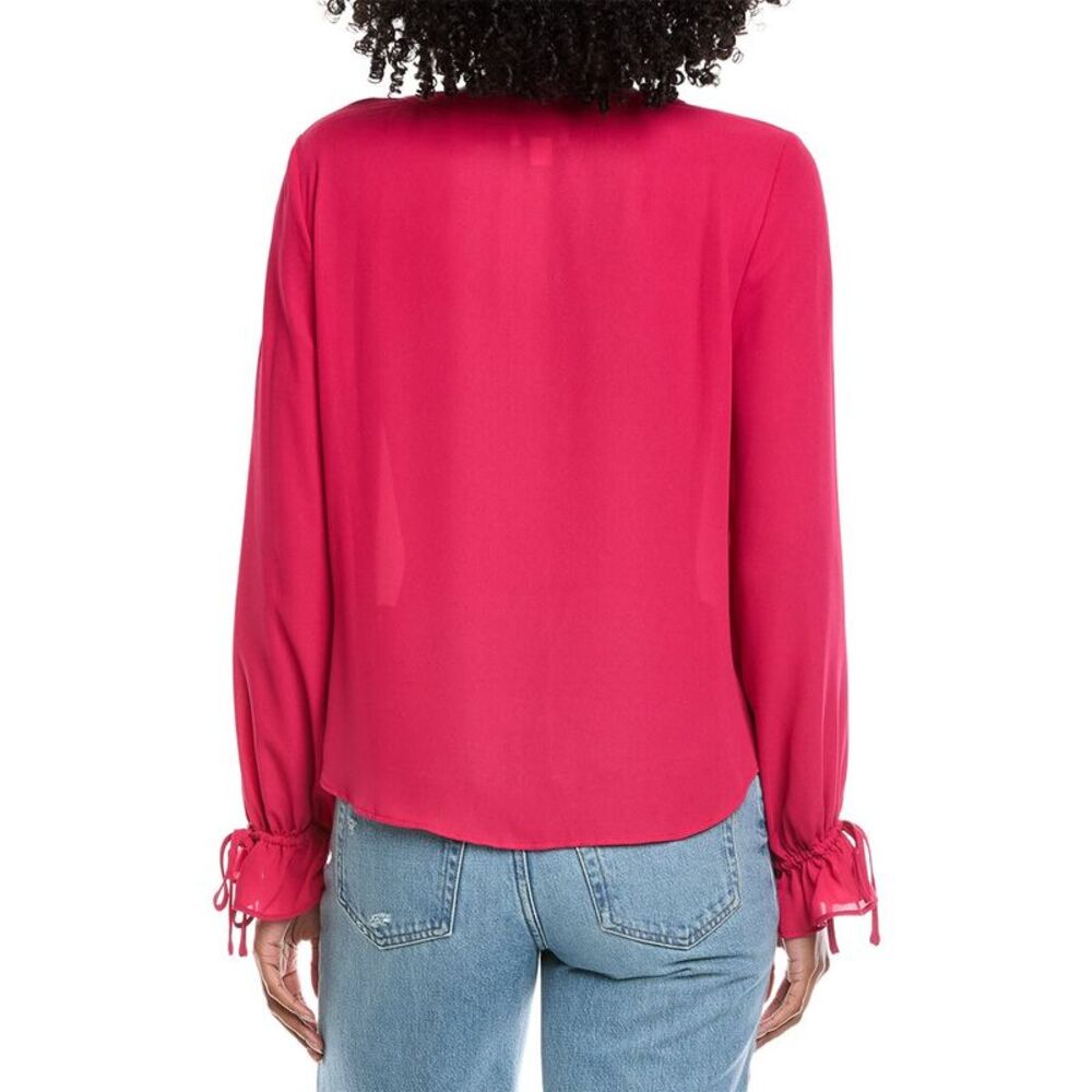 Cece Womens  V-Neck Flounce Blouse, Red - Picture 2 of 3